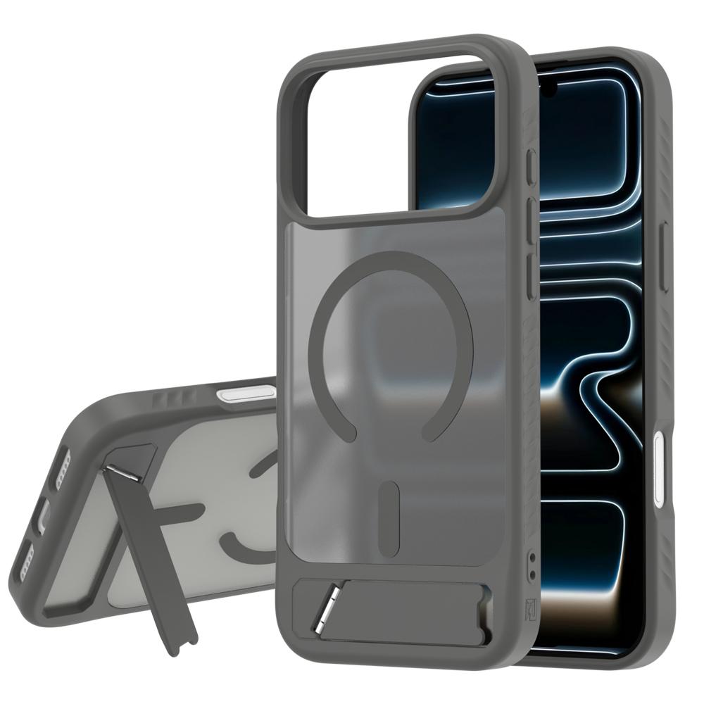 Compatible with iPhone 18 Pro Max & 17 Pro Max LeReach Le-Chic Series Invisible Holder Magnetic Phone Case - Grey