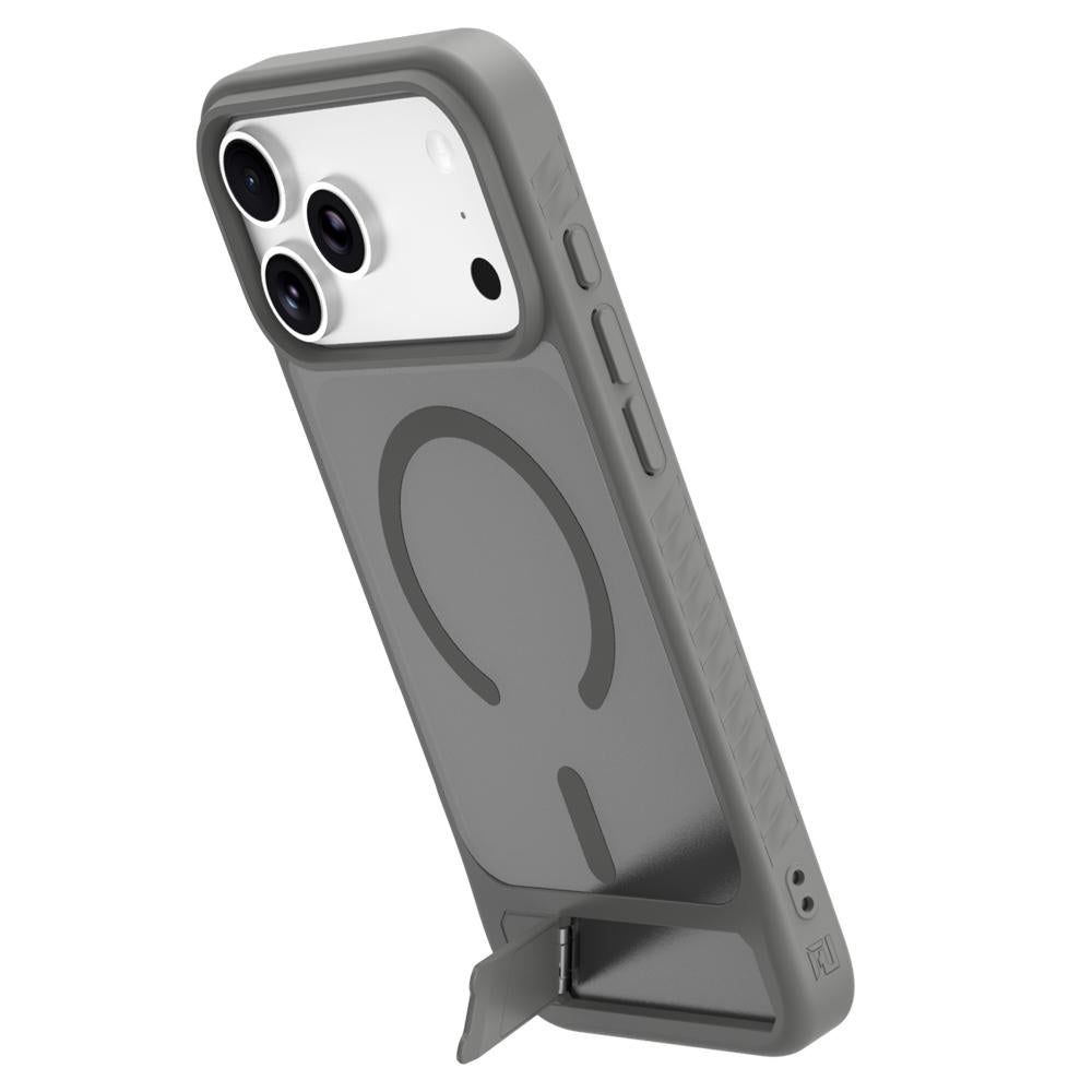 Compatible with iPhone 18 Pro Max & 17 Pro Max LeReach Le-Chic Series Invisible Holder Magnetic Phone Case - Grey