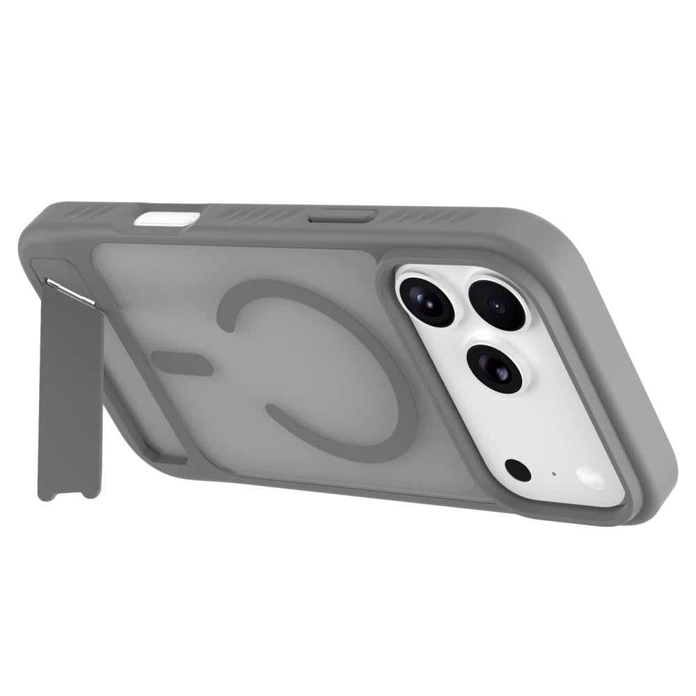 Compatible with iPhone 18 Pro Max & 17 Pro Max LeReach Le-Chic Series Invisible Holder Magnetic Phone Case - Grey