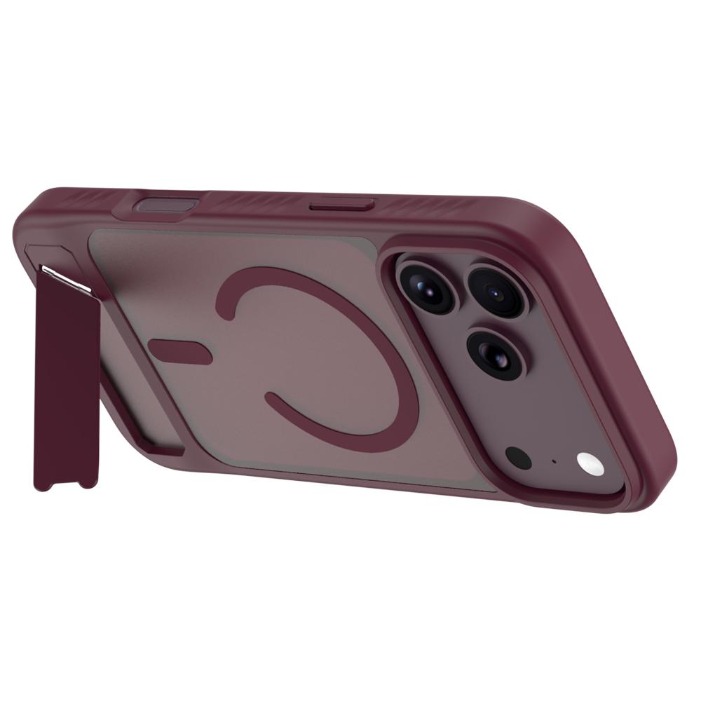 Compatible with iPhone 18 Pro Max & 17 Pro Max LeReach Le-Chic Series Invisible Holder Magnetic Phone Case - Cherry Red