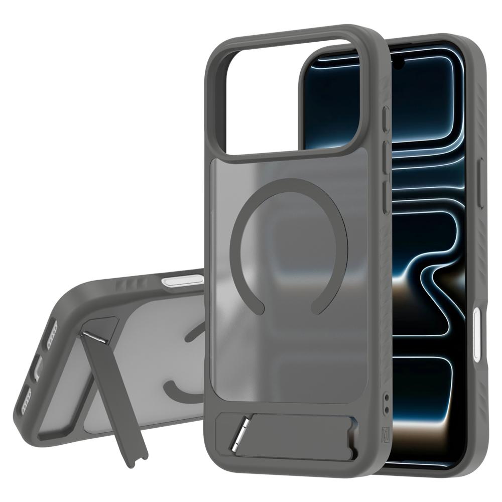 Compatible with iPhone 18 Pro & 17 Pro LeReach Le-Chic Series Invisible Holder Magnetic Phone Case - Grey