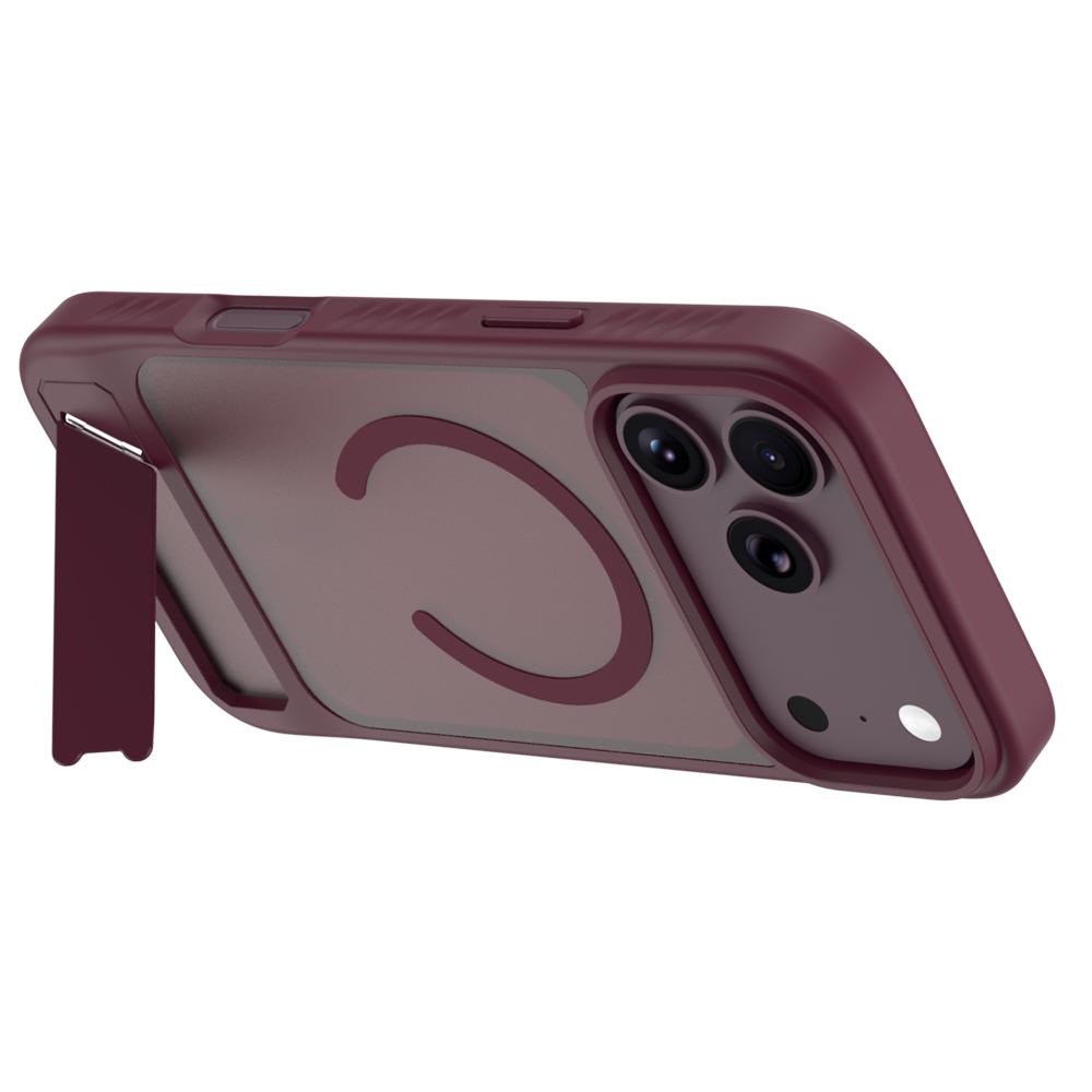 Compatible with iPhone 18 Pro & 17 Pro LeReach Le-Chic Series Invisible Holder Magnetic Phone Case - Cherry Red