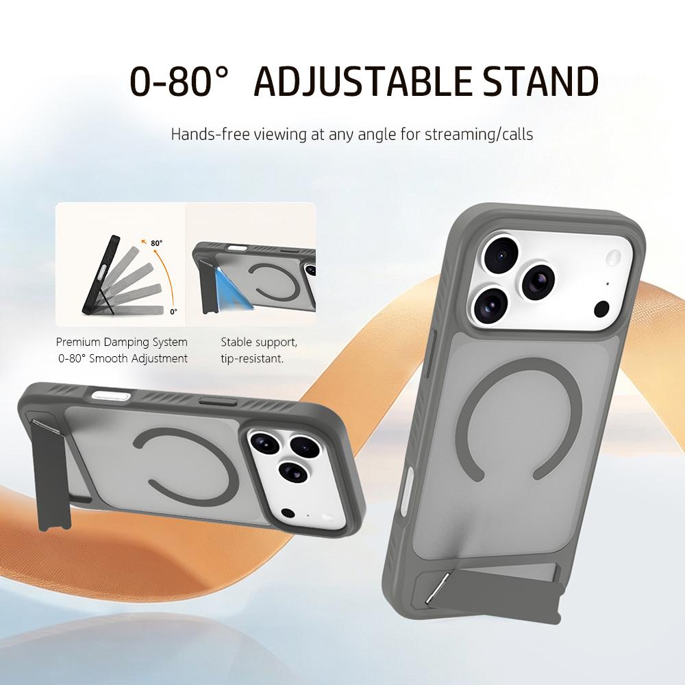 Compatible with iPhone 18 Pro & 17 Pro LeReach Le-Chic Series Invisible Holder Magnetic Phone Case - Cherry Red