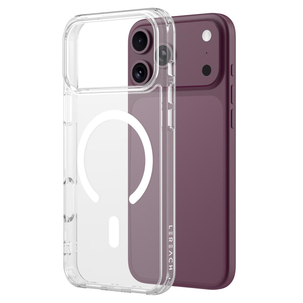 Compatible with iPhone 18 Pro Max LeReach TOC Clear Series Dual-Composite Armor TPU + Acrylic Shockproof Magnetic Phone Case - Transparent