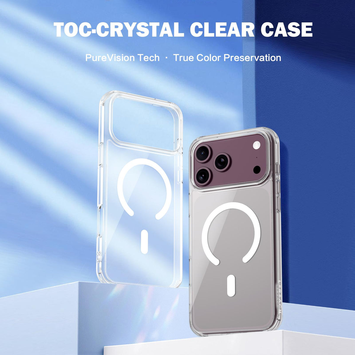 Compatible with iPhone 18 Pro Max LeReach TOC Clear Series Dual-Composite Armor TPU + Acrylic Shockproof Magnetic Phone Case - Transparent