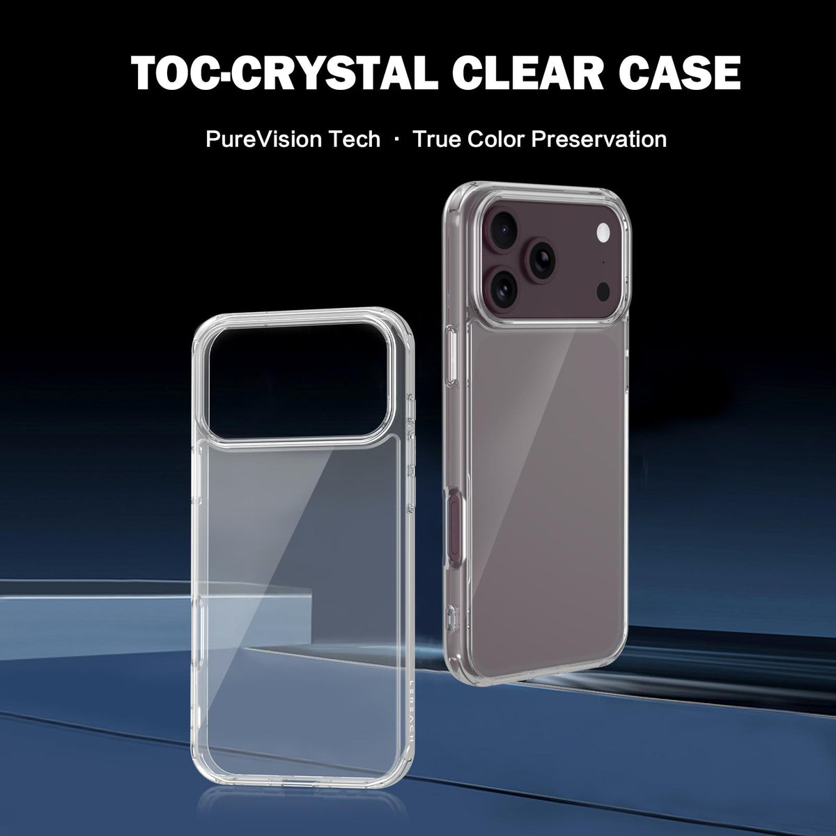 Compatible with iPhone 18 Pro Max LeReach TOC Clear Series Composite Armor TPU Acrylic Dual-Layer Shockproof Phone Case - Transparent