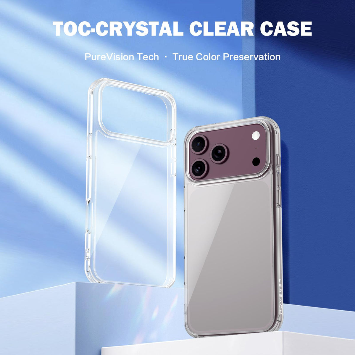 Compatible with iPhone 18 Pro Max LeReach TOC Clear Series Composite Armor TPU Acrylic Dual-Layer Shockproof Phone Case - Transparent