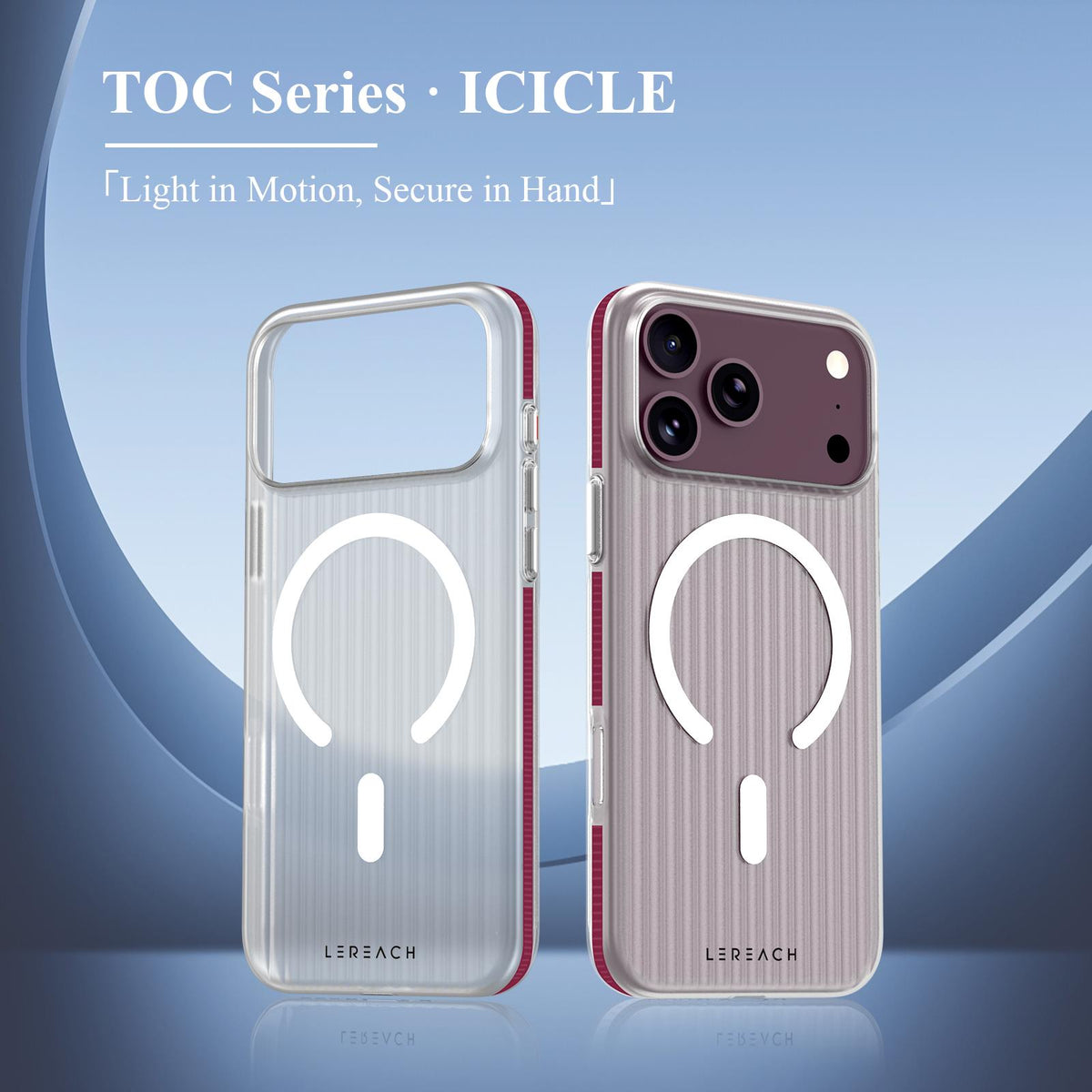 Compatible with iPhone 18 Pro Max LeReach TOC Icicle Series Ice Mist Double-Sided Non-Slip Magnetic Phone Case - Black