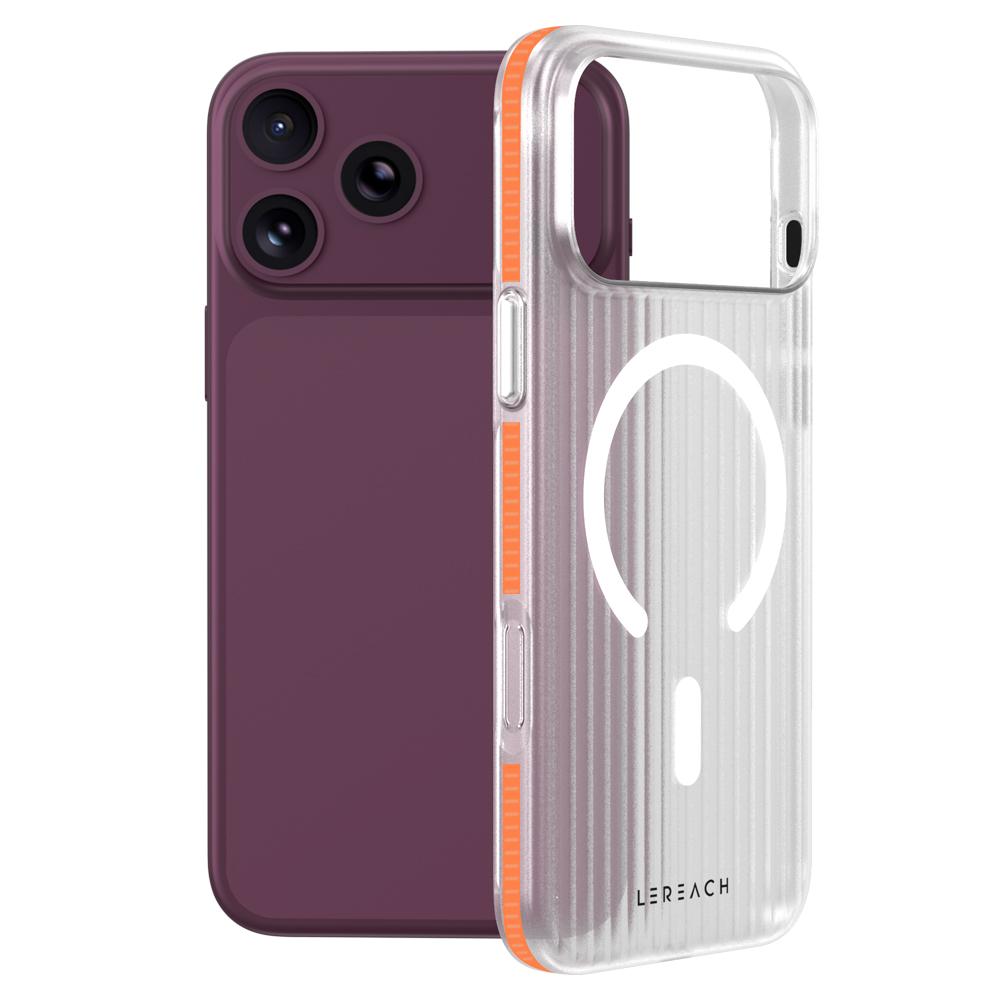Compatible with iPhone 18 Pro Max LeReach TOC Icicle Series Ice Mist Double-Sided Non-Slip Magnetic Phone Case - Orange