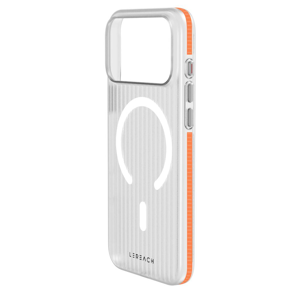 Compatible with iPhone 18 Pro Max LeReach TOC Icicle Series Ice Mist Double-Sided Non-Slip Magnetic Phone Case - Orange