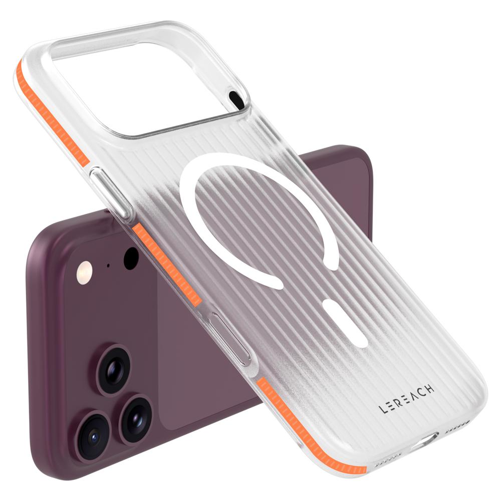 Compatible with iPhone 18 Pro Max LeReach TOC Icicle Series Ice Mist Double-Sided Non-Slip Magnetic Phone Case - Orange