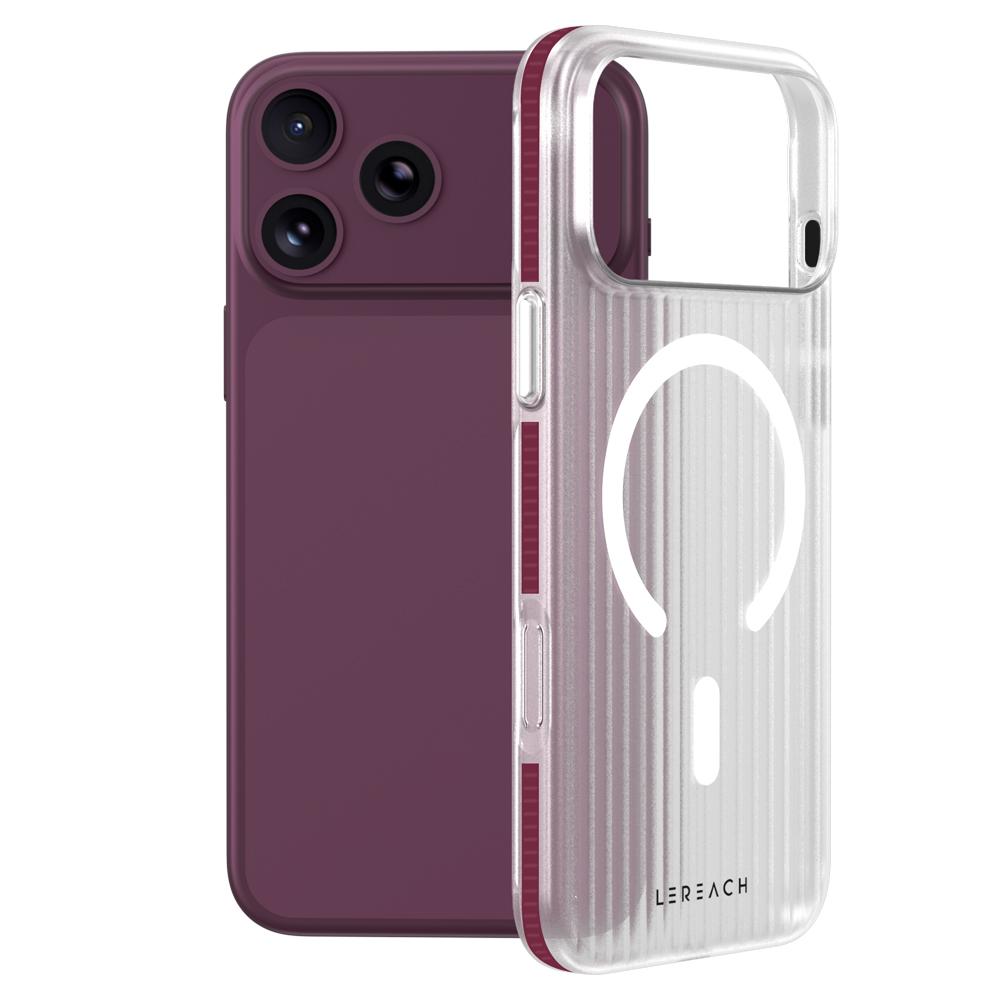 Compatible with iPhone 18 Pro Max LeReach TOC Icicle Series Ice Mist Double-Sided Non-Slip Magnetic Phone Case - Cherry Red