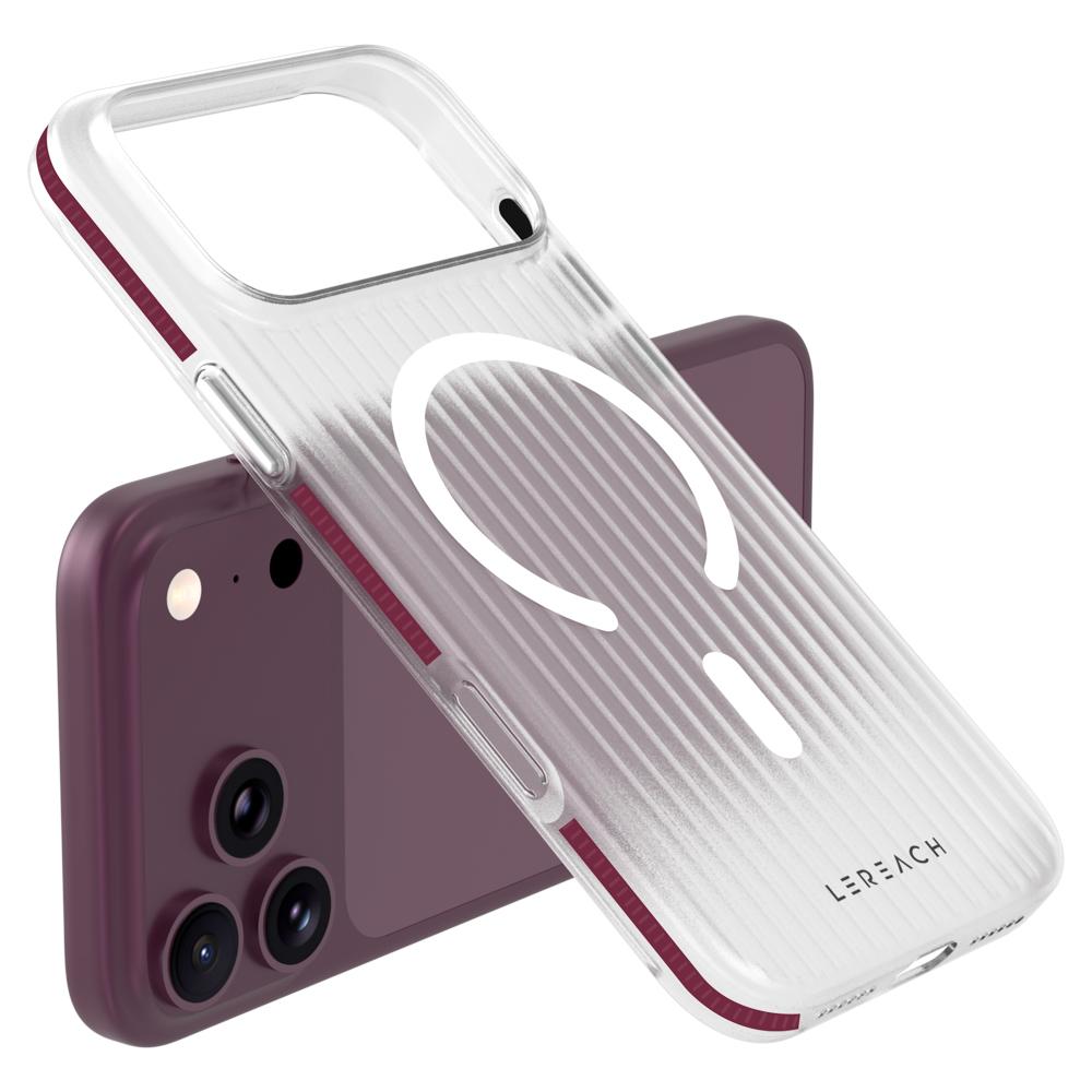 Compatible with iPhone 18 Pro Max LeReach TOC Icicle Series Ice Mist Double-Sided Non-Slip Magnetic Phone Case - Cherry Red
