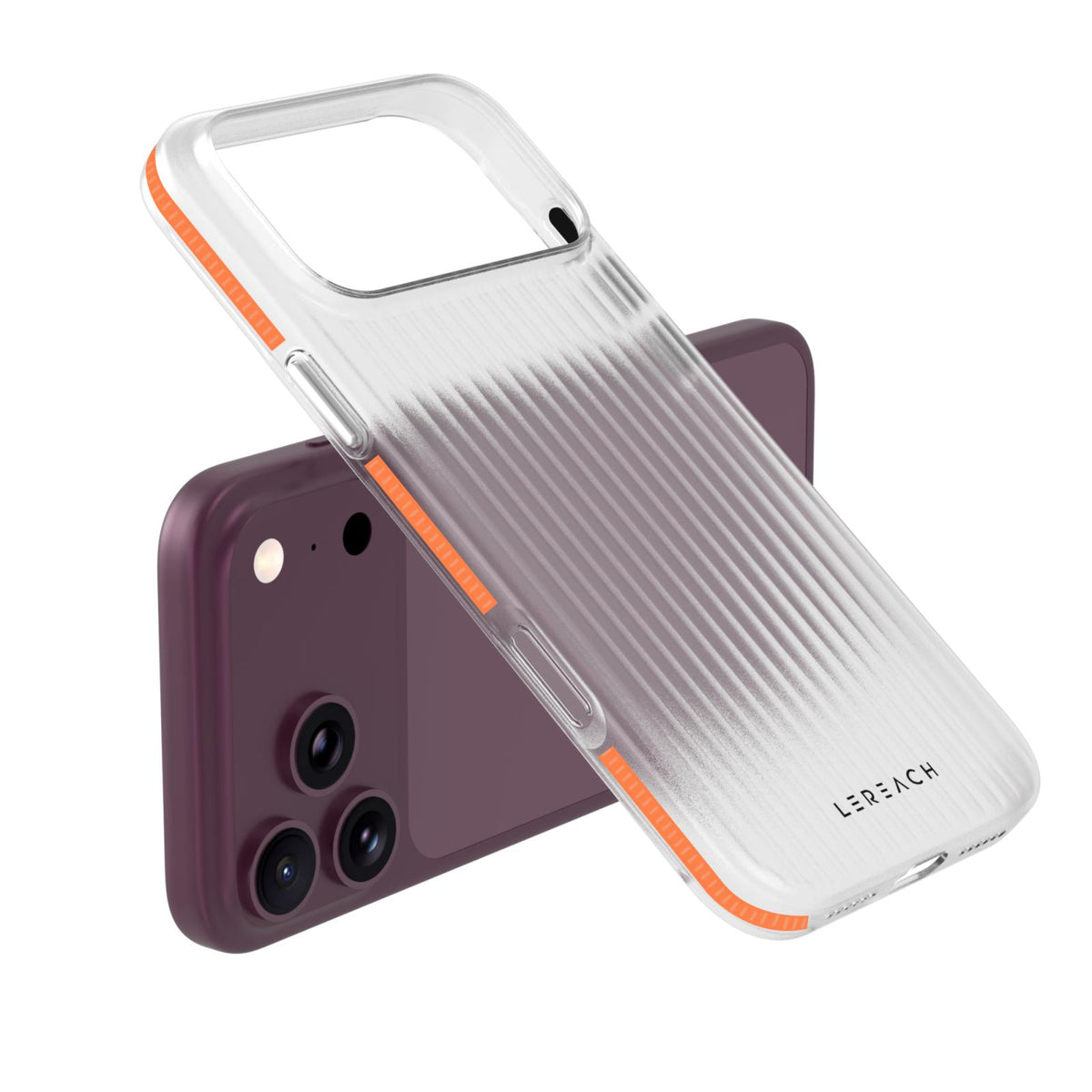 Compatible with iPhone 18 Pro Max LeReach TOC Icicle Series Ice Mist Double-Sided Non-Slip Phone Case - Orange