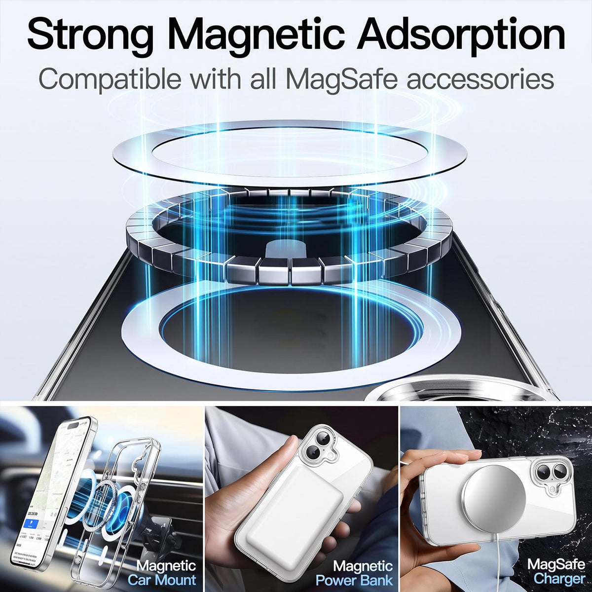 2 in 1 Set TPU + PC Clear Magnetic Phone Case with High Alumina Tempered Film Compatible with iPhone 18 Pro Max