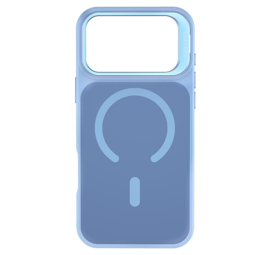 Compatible with iPhone 18 Pro LeReach Le-Luster Series Metal Lens Kickstand Magnetic Phone Case - Sky Blue
