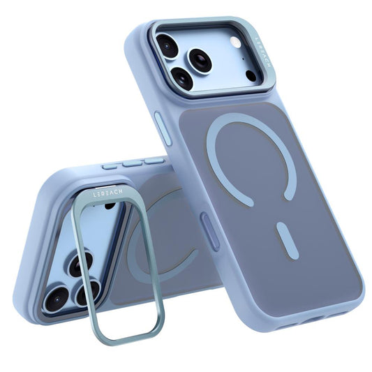 Compatible with iPhone 18 Pro Max LeReach Le-Luster Series Metal Lens Kickstand Magnetic Phone Case - Sky Blue