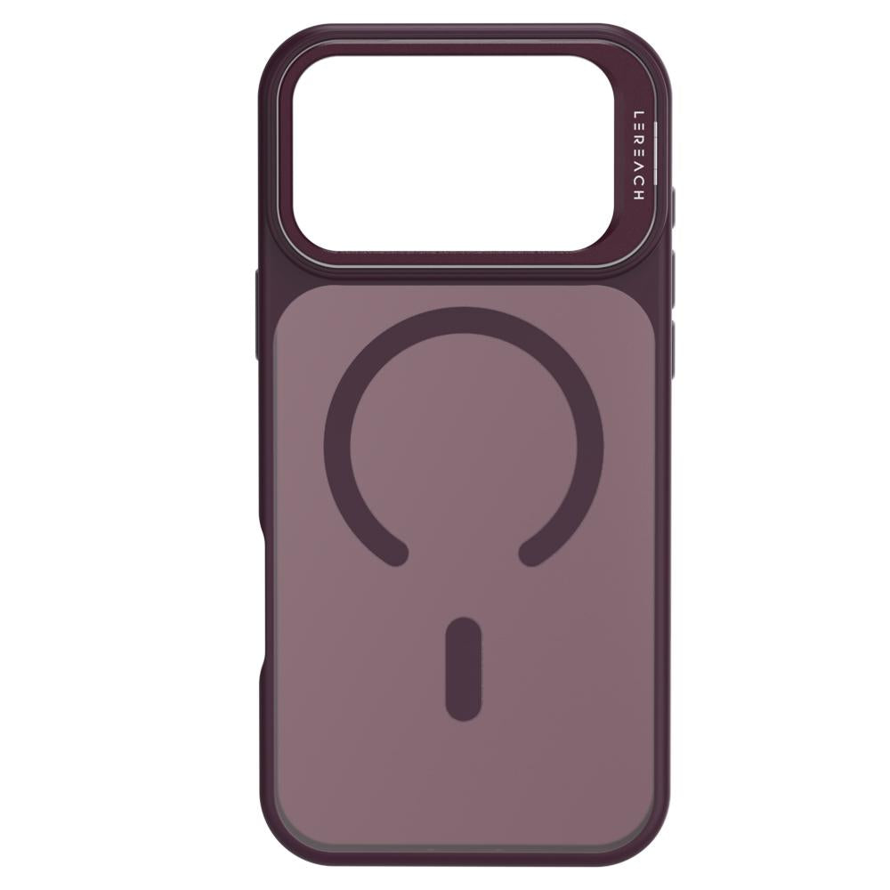 Compatible with iPhone 18 Pro Max LeReach Le-Luster Series Metal Lens Kickstand Magnetic Phone Case - Cherry Red