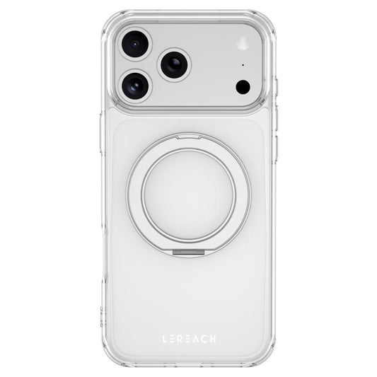 Compatible with iPhone 18 Pro Max LeReach TOC Crystal Series Armor Rotation Holder Magnetic Phone Case - Transparent
