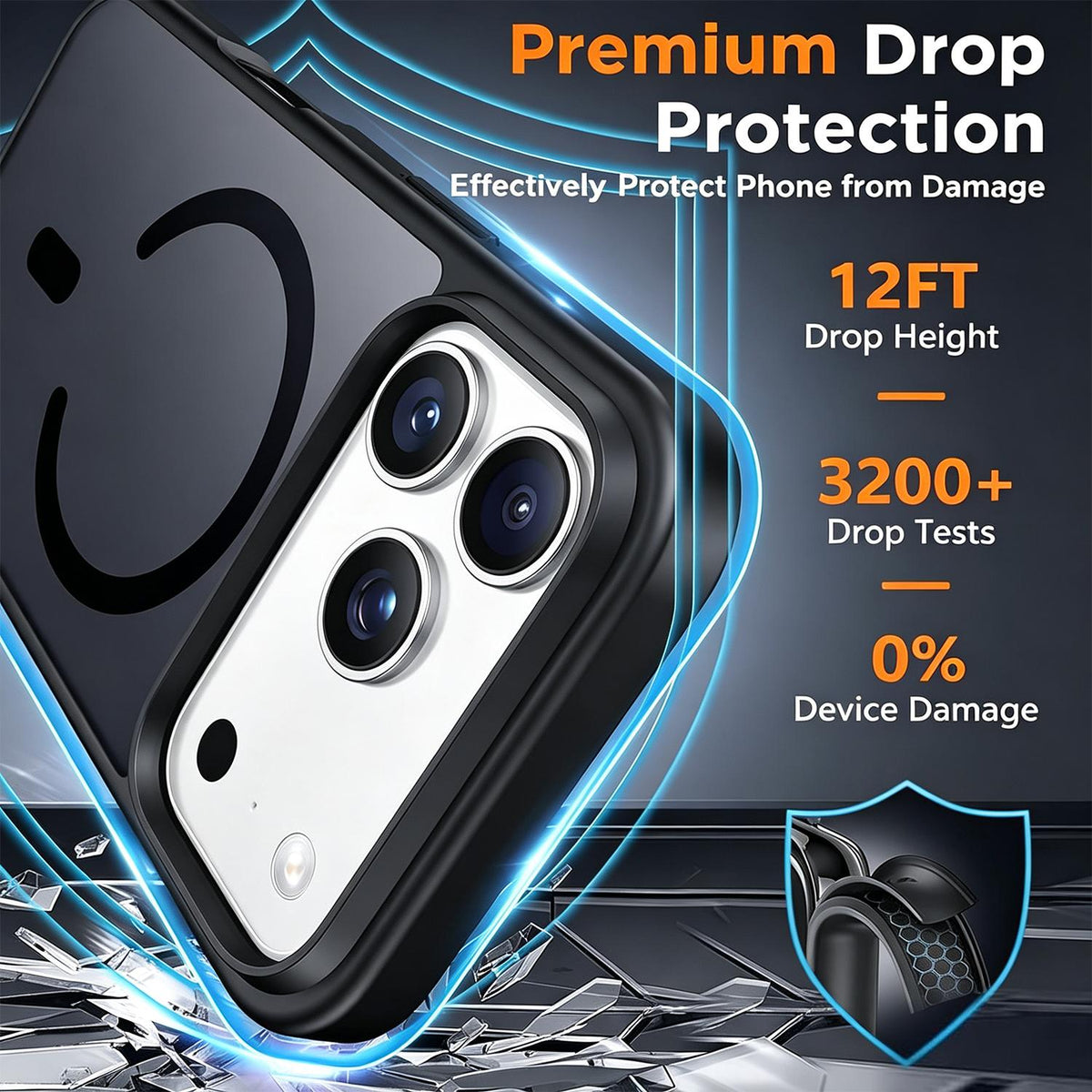 2 in 1 Set Magnetic Phone Case with Screen Tempered Film Compatible with iPhone 18 Pro Max - Black