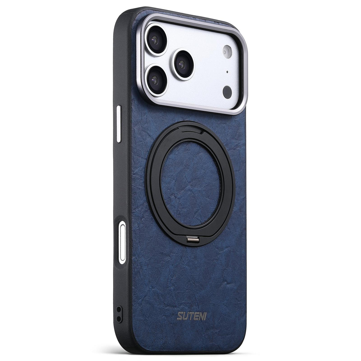 Compatible with iPhone 18 Pro Suteni G9 Rock Texture Magnetic Holder Phone Case - Blue