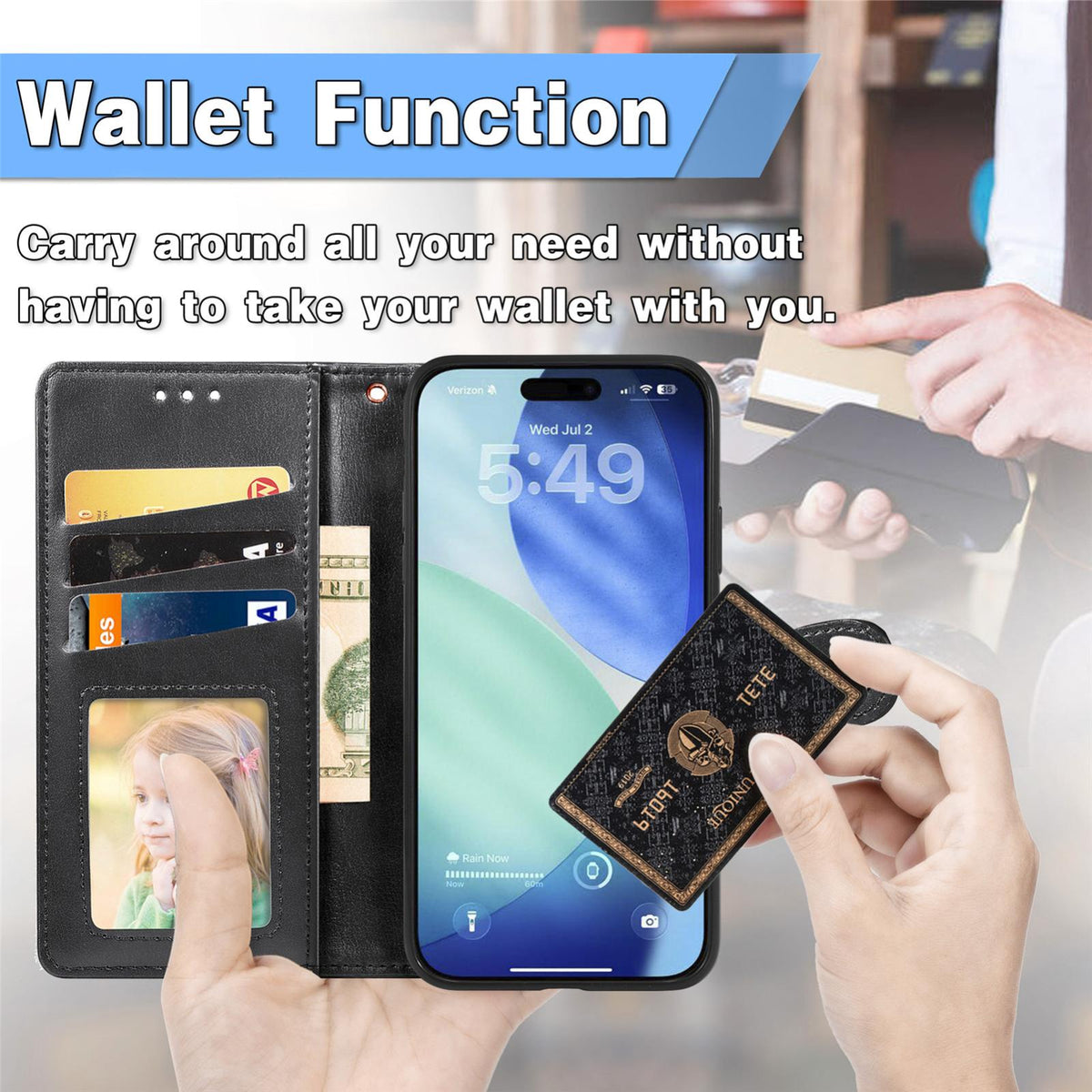 Compatible with iPhone 18 Pro Retro Solid Color Buckle Leather Phone Case - Green