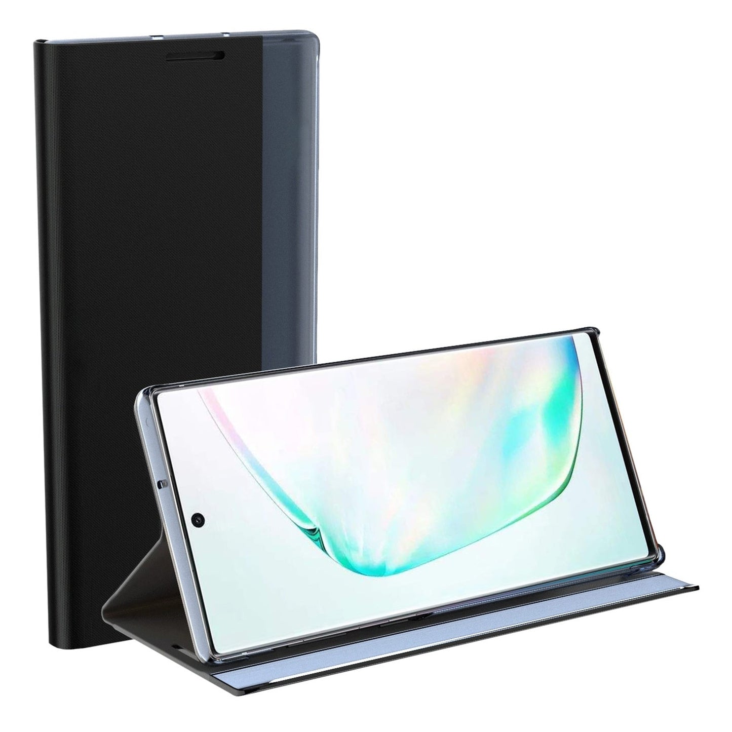 For Galaxy Note 10 Plus Plain Texture Cloth Attraction Flip Holder Leather Phone Case(Silver)