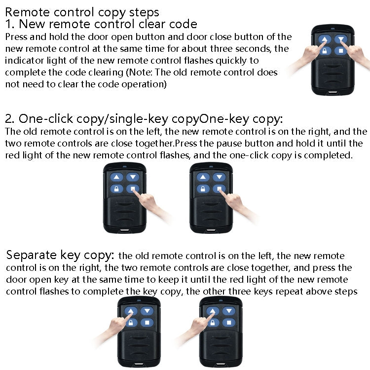 2 PCS Electric Roller Shutter Waterproof Copy Universal Remote Controller Garage Door Remote Control Key(433MHz)