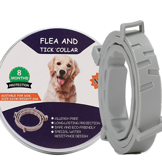 Flea and Tick Collar for Dogs Cats With Aluminum Case, Size: 72cm Gray