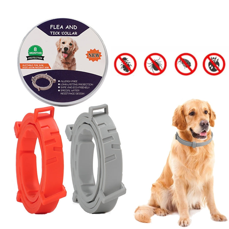Flea and Tick Collar for Dogs Cats With Aluminum Case, Size: 72cm Gray