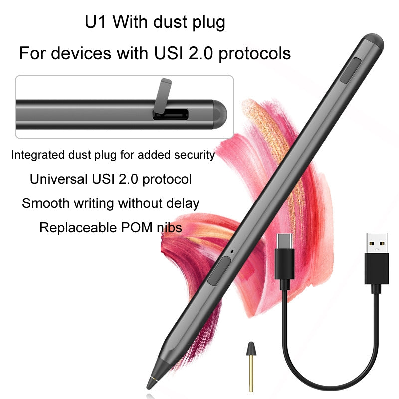 Tablet Stylus Pen USI2.0 Protocol Pen Stylus Anti False Touch(Black)