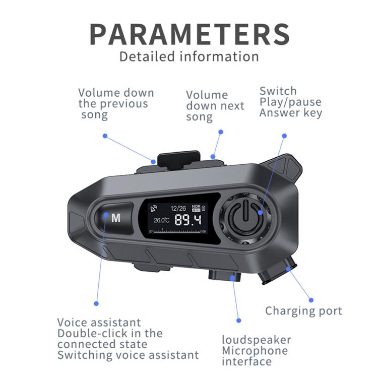 A1 IP67 Waterproof Motorcycle Helmet Noise Reduction Bluetooth Headset, Spec: Soft Mic
