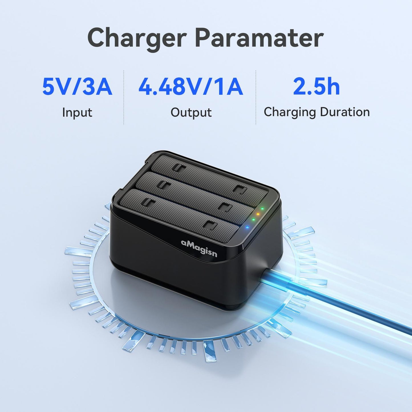 For Insta360 X5 Camera AMagisn Battery Charger Fast Charging Station For 3 Batteries Simultaneously
