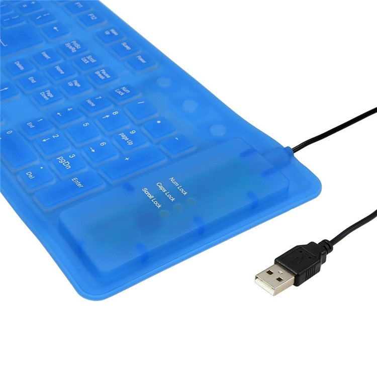 108 Keys USB Silicone Foldable Keyboard  Waterproof Dustproof USB Silent Keys - Blue