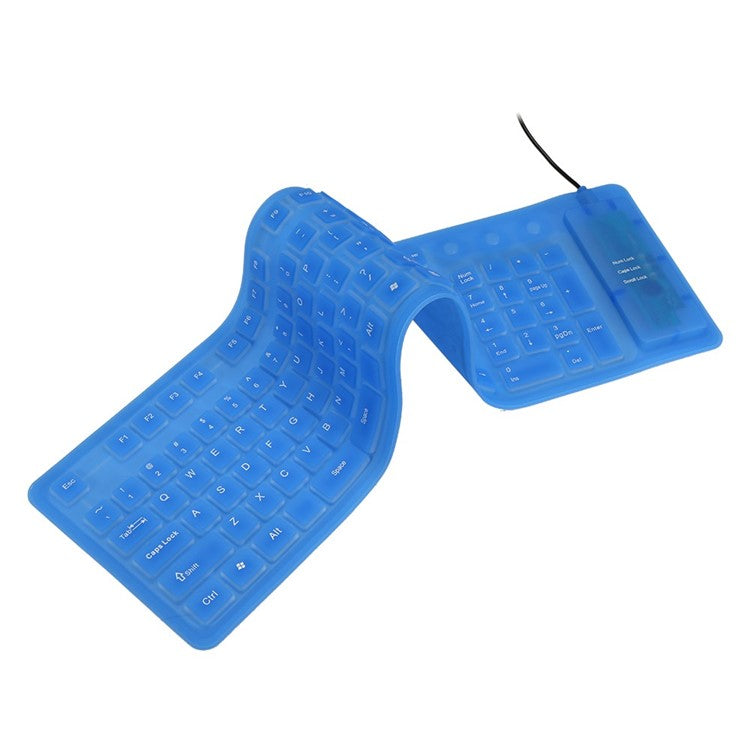 108 Keys USB Silicone Foldable Keyboard  Waterproof Dustproof USB Silent Keys - Blue