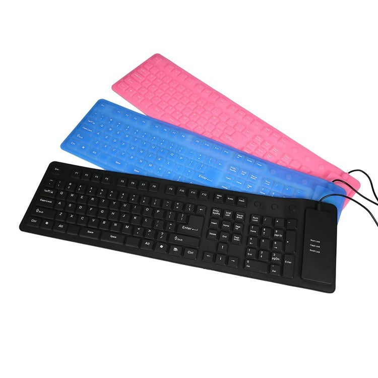 108 Keys USB Silicone Foldable Keyboard  Waterproof Dustproof USB Silent Keys - Pink