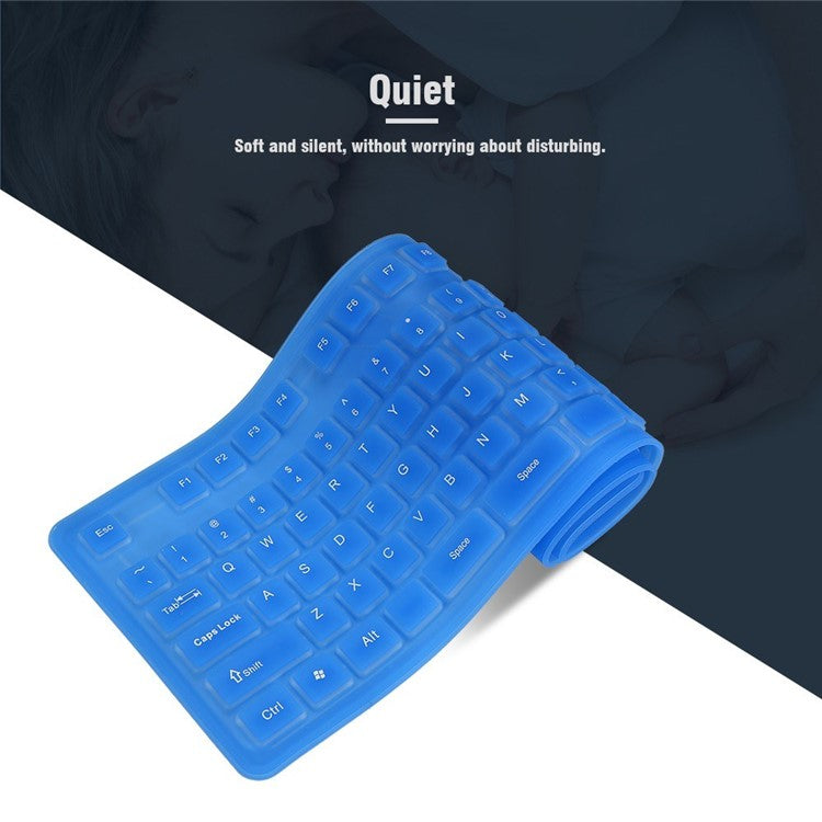 108 Keys USB Silicone Foldable Keyboard  Waterproof Dustproof USB Silent Keys - Pink
