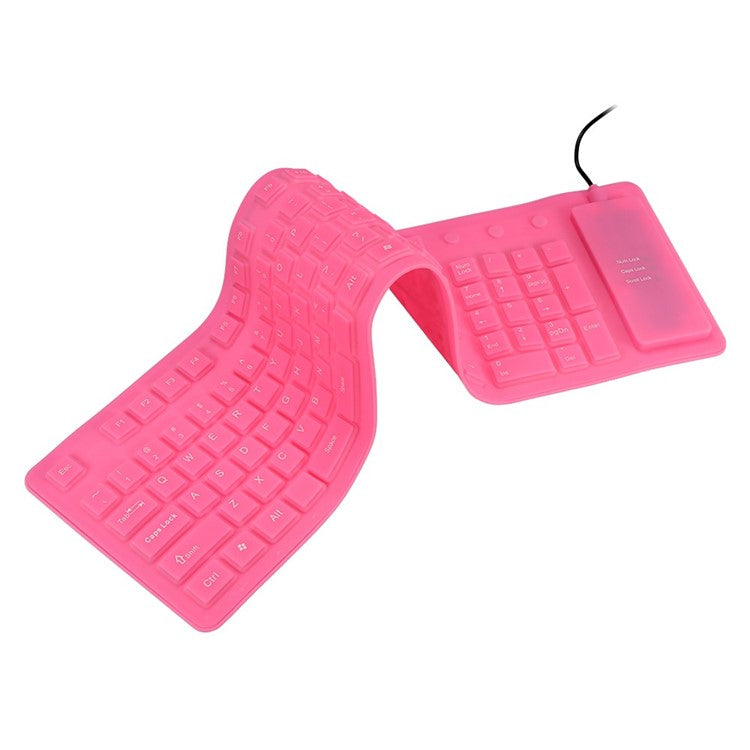 108 Keys USB Silicone Foldable Keyboard  Waterproof Dustproof USB Silent Keys - Pink