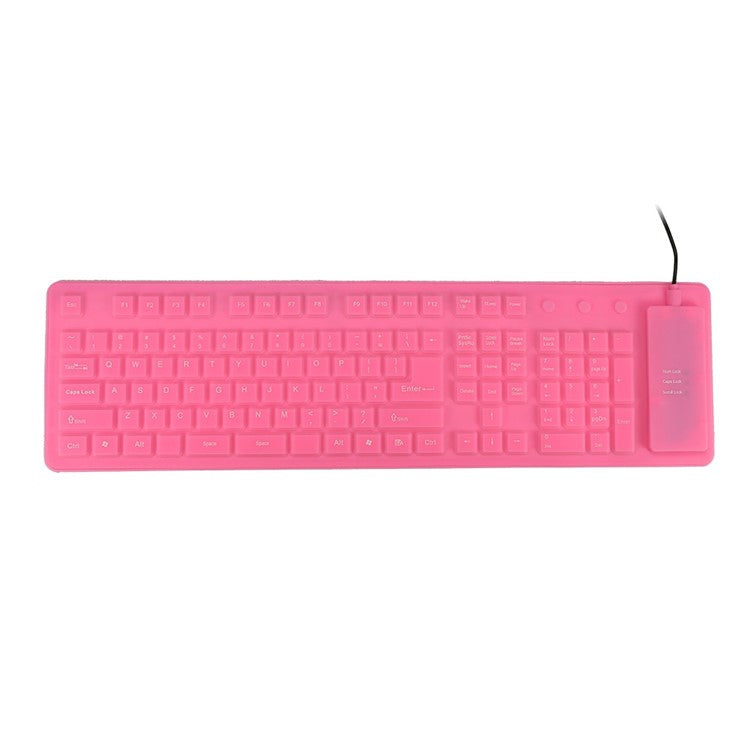 108 Keys USB Silicone Foldable Keyboard  Waterproof Dustproof USB Silent Keys - Pink