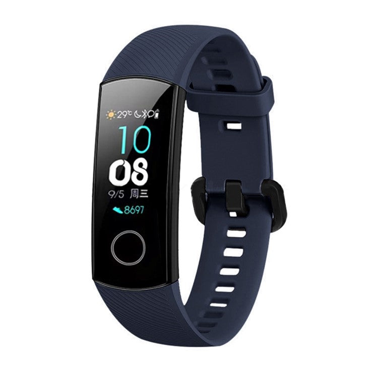 Silicone Bracelet Strap Watch Strap Adjustable Wristband Replacement for Honor Band 5 - Dark Blue