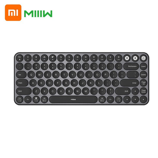 MIIIW MWXKT01 Bluetooth Keyboard Portable Mini Dual Mode (Bluetooth 4.2 + 2.4G) Wireless Keyboard with 85-Key Round Keycaps for Mac/iPad/iPhone/Windows/iOS/Android - Black
