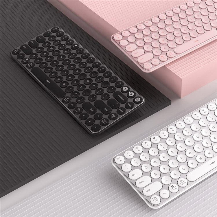 MIIIW MWXKT01 Bluetooth Keyboard Portable Mini Dual Mode (Bluetooth 4.2 + 2.4G) Wireless Keyboard with 85-Key Round Keycaps for Mac/iPad/iPhone/Windows/iOS/Android - Black