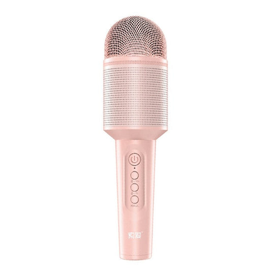 SOAIY MC8 Wireless Karaoke Microphone Bluetooth Speaker Handheld Singing Recording Mic - Pink