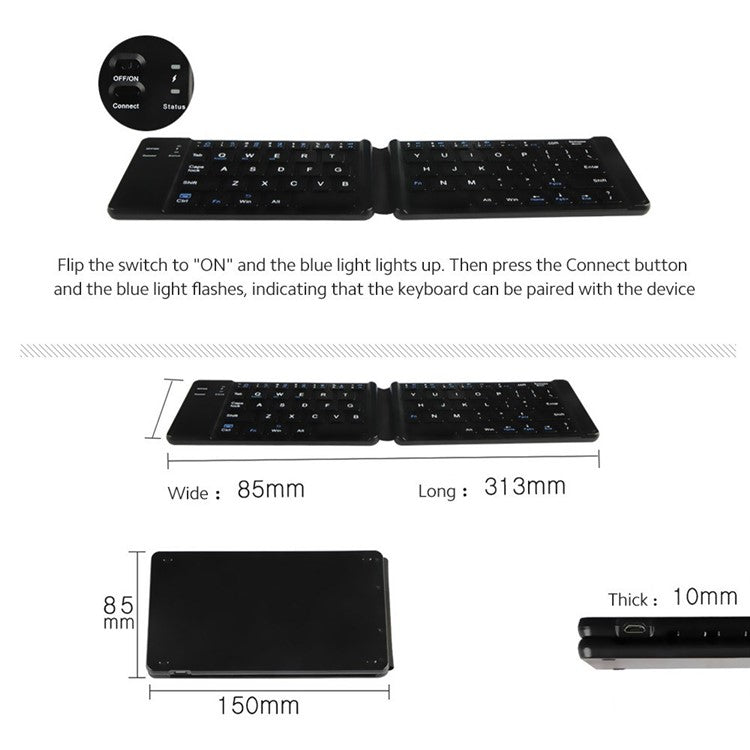 Folding Bluetooth Keyboard Intelligent Matching Home Office Keyboard with Long-lasting Battery Life - White