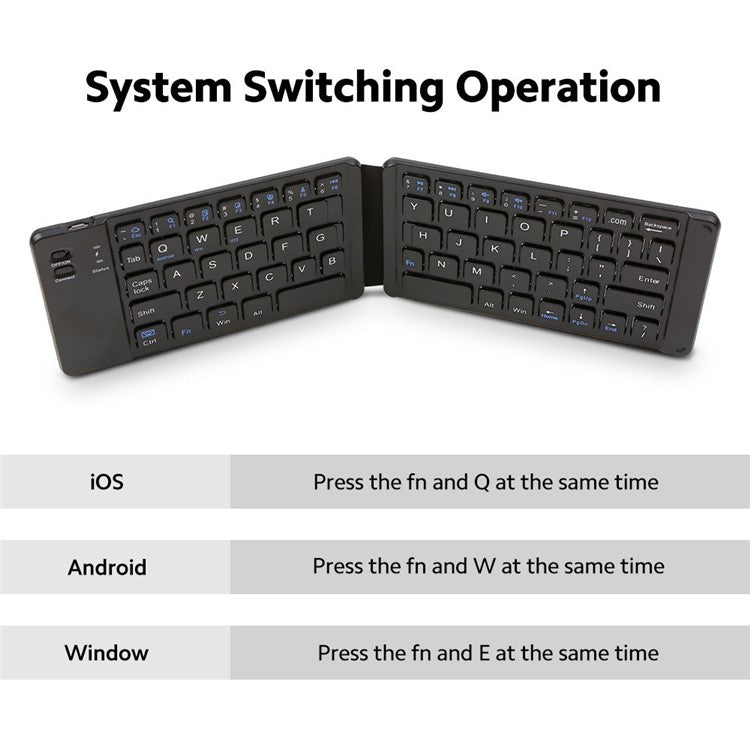 Folding Bluetooth Keyboard Intelligent Matching Home Office Keyboard with Long-lasting Battery Life - White