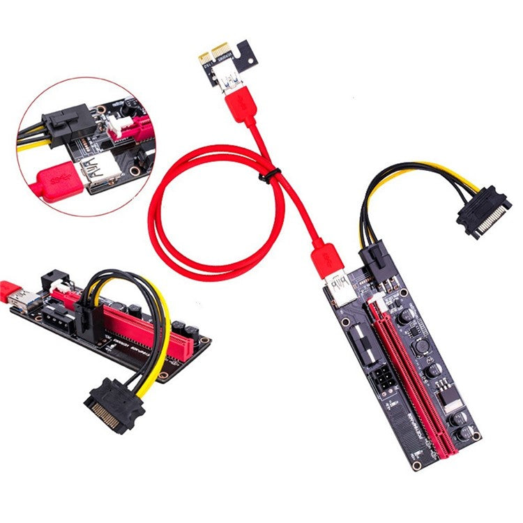 009S 60cm USB 3.0 PCI-E Graphics Graphics Card Extension Cord Adapter Cable PCI-E Riser Powered Adapter Card - White