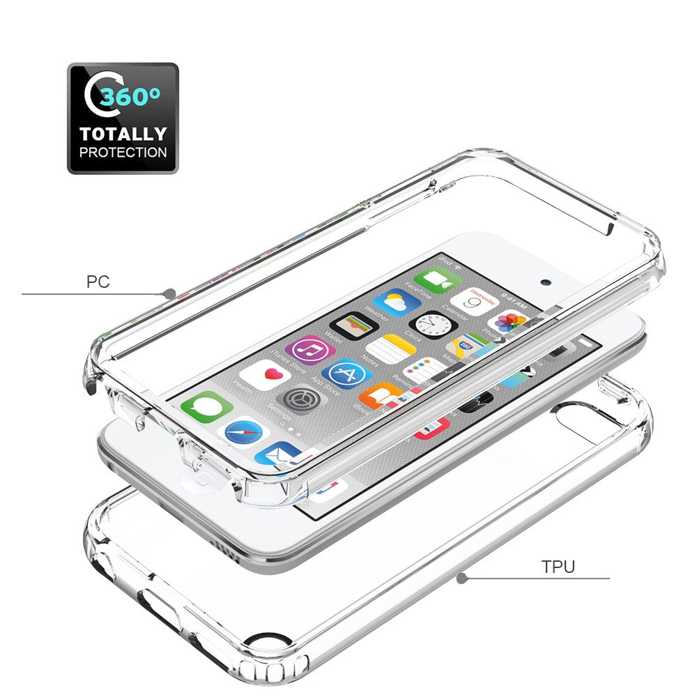 Transparent Hybrid Shockproof Phone Case Cover for iPod Touch 5/6/7, High Clarity Protective Back Cover