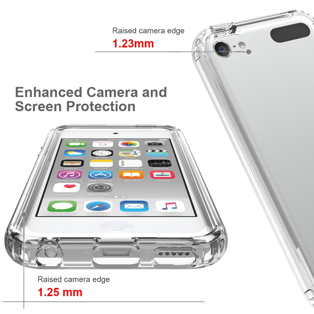 Transparent Hybrid Shockproof Phone Case Cover for iPod Touch 5/6/7, High Clarity Protective Back Cover