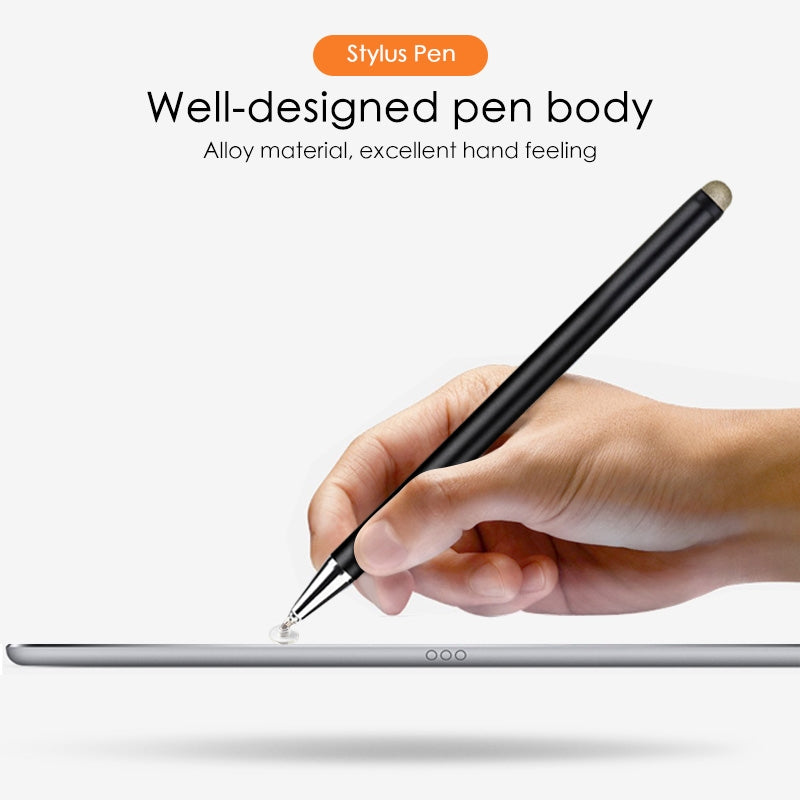 JD02 Universal Magnetic Pen Cap Pan Head + Fiber Cloth 2 in 1 Stylus Pen for Smart Tablets and Mobile Phones (Silver)