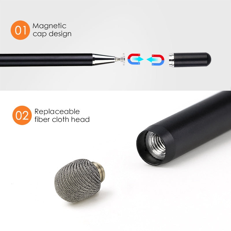 JD02 Universal Magnetic Pen Cap Pan Head + Fiber Cloth 2 in 1 Stylus Pen for Smart Tablets and Mobile Phones (Rose Gold)
